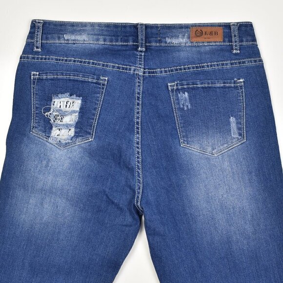 L&B Distressed Lace Patch Straight Jeans 12 - Picture 4 of 7